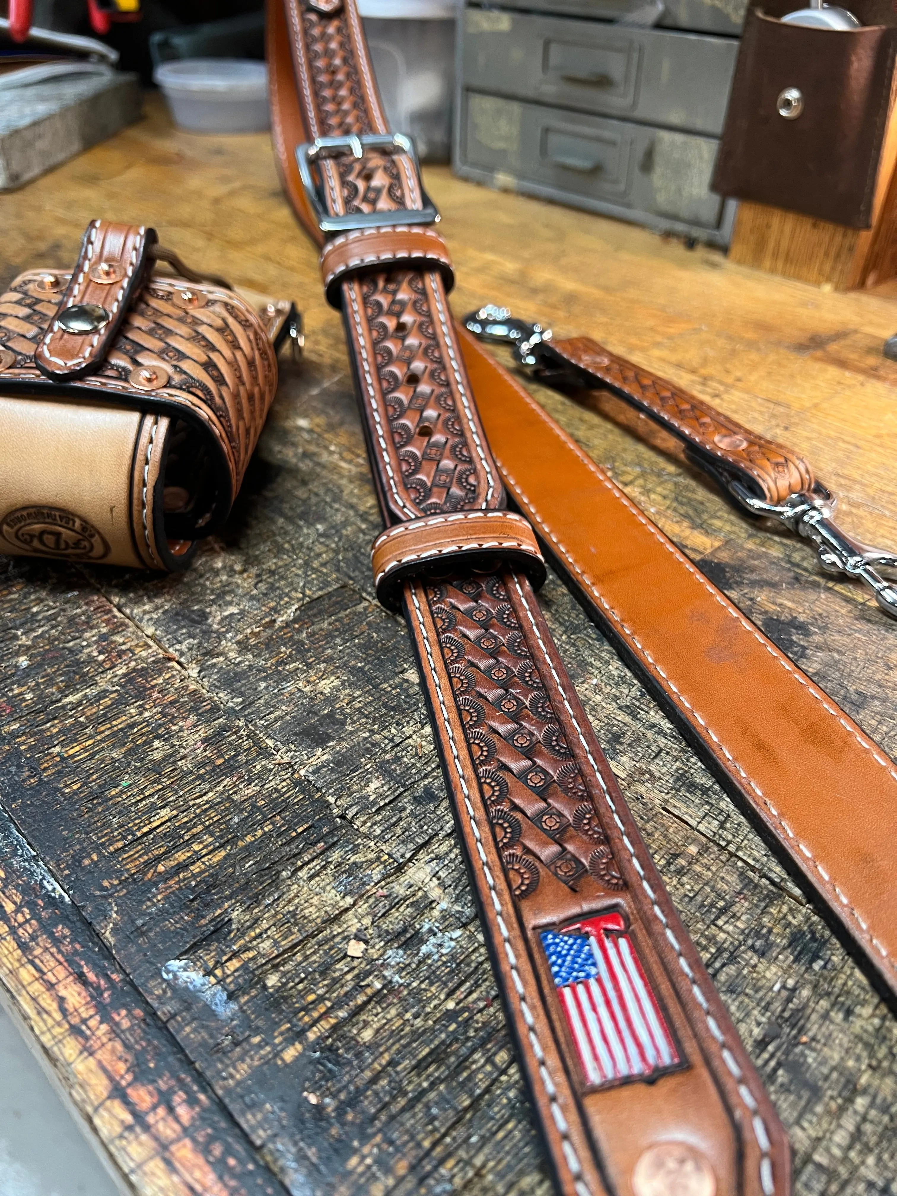 Custom Tooled Premium Radio Strap Set