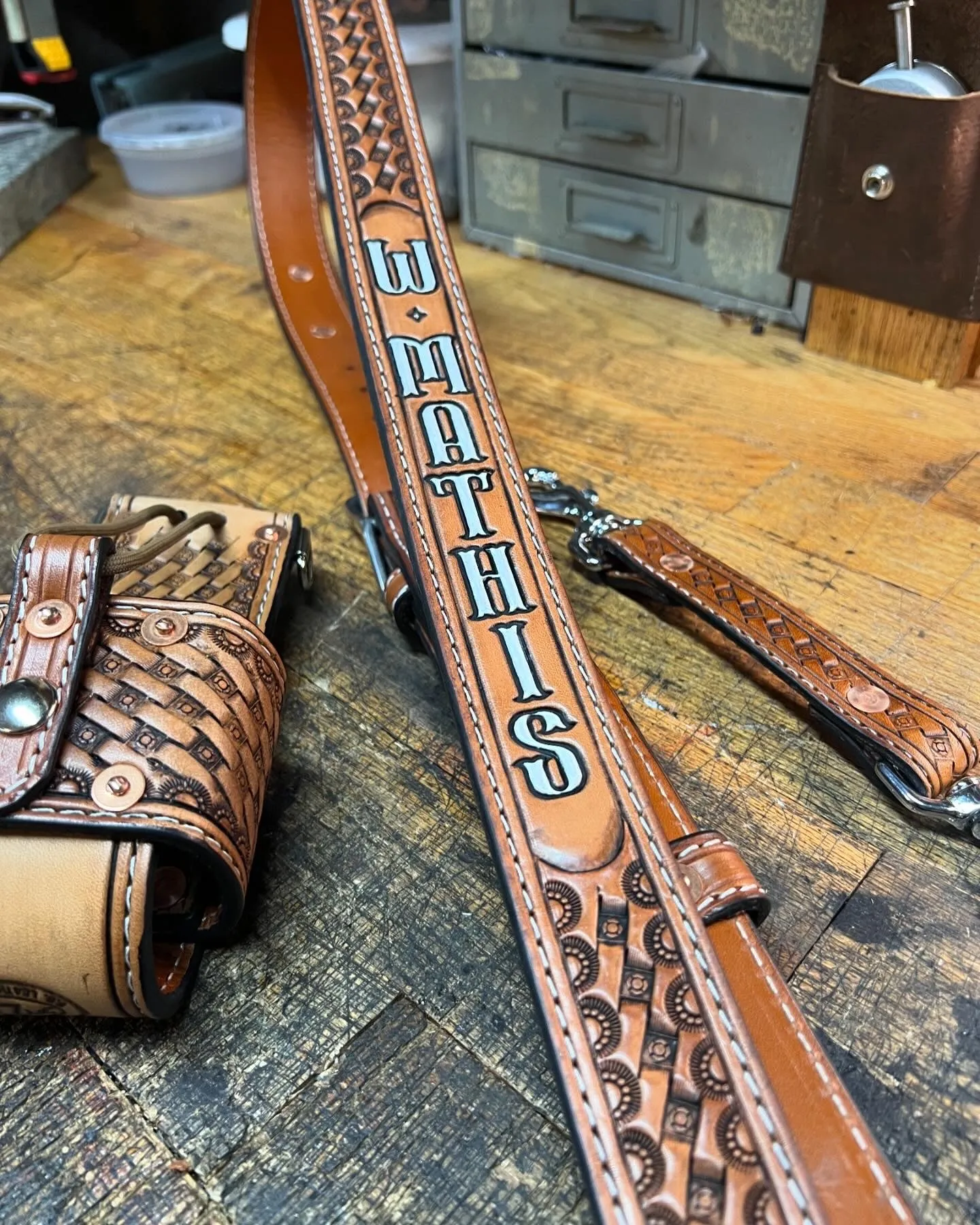 Custom Tooled Premium Radio Strap Set