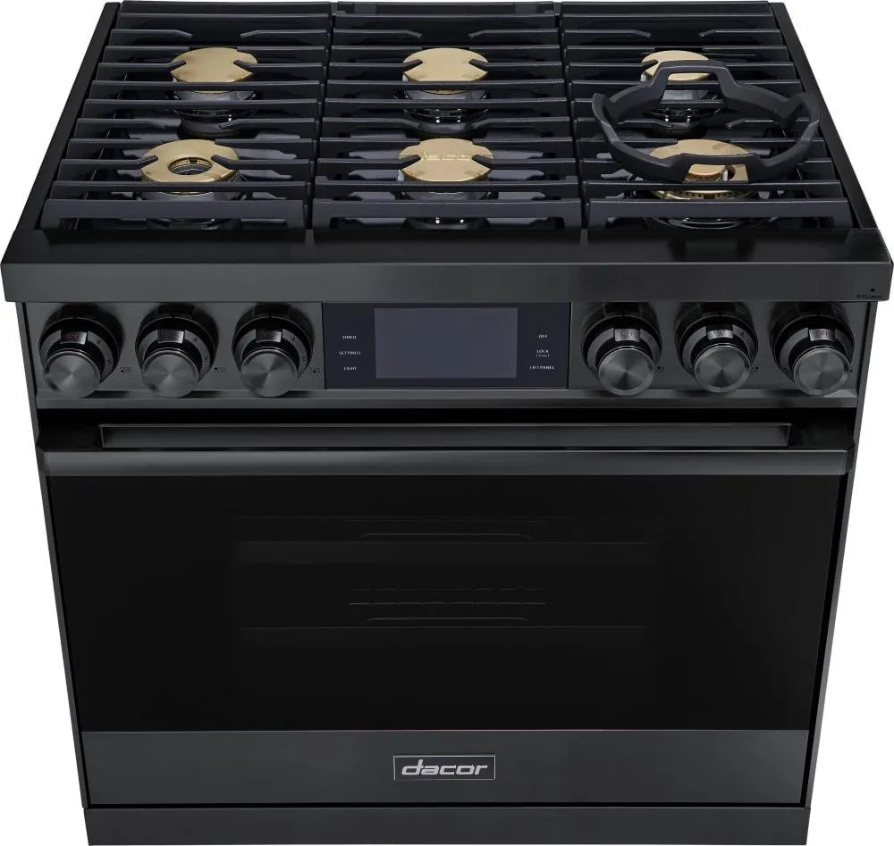 Dacor - 4.8 cu. ft  Dual Fuel Liquid Propane Range in Black Stainless - DOP36M86DPM