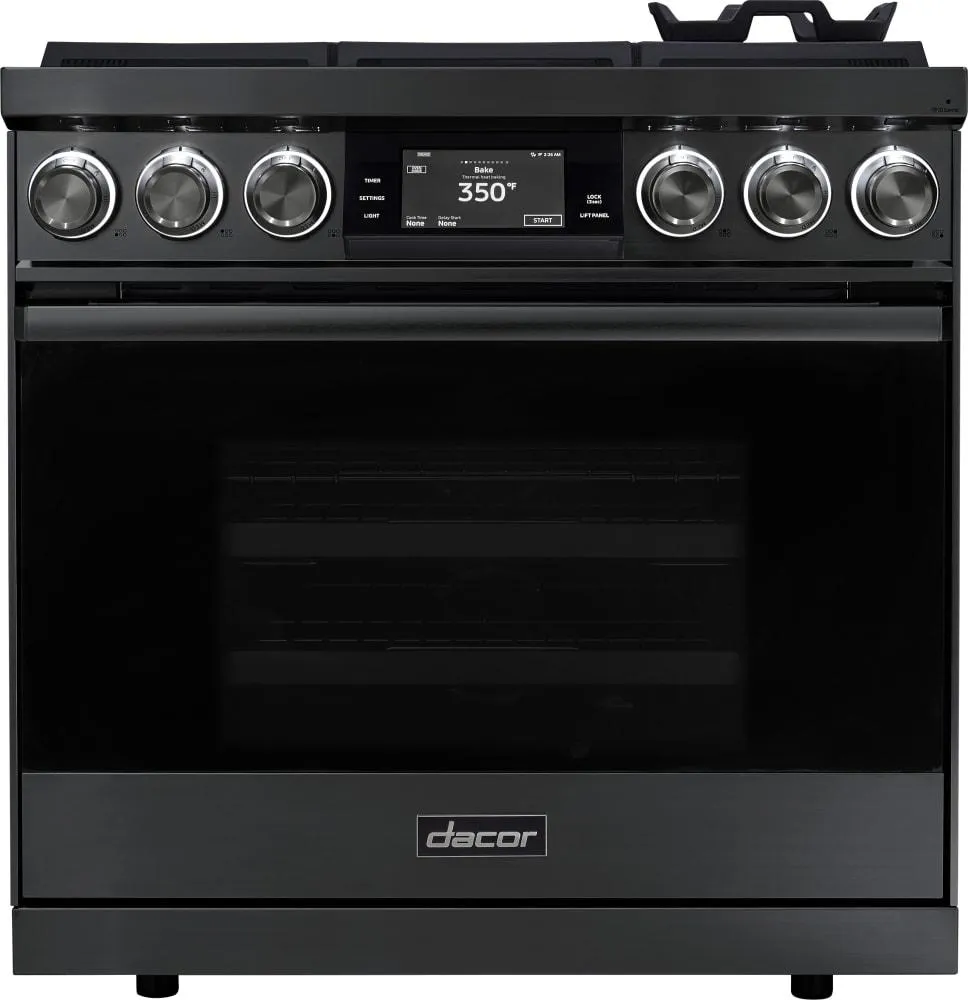 Dacor - 4.8 cu. ft  Dual Fuel Liquid Propane Range in Black Stainless - DOP36M86DPM