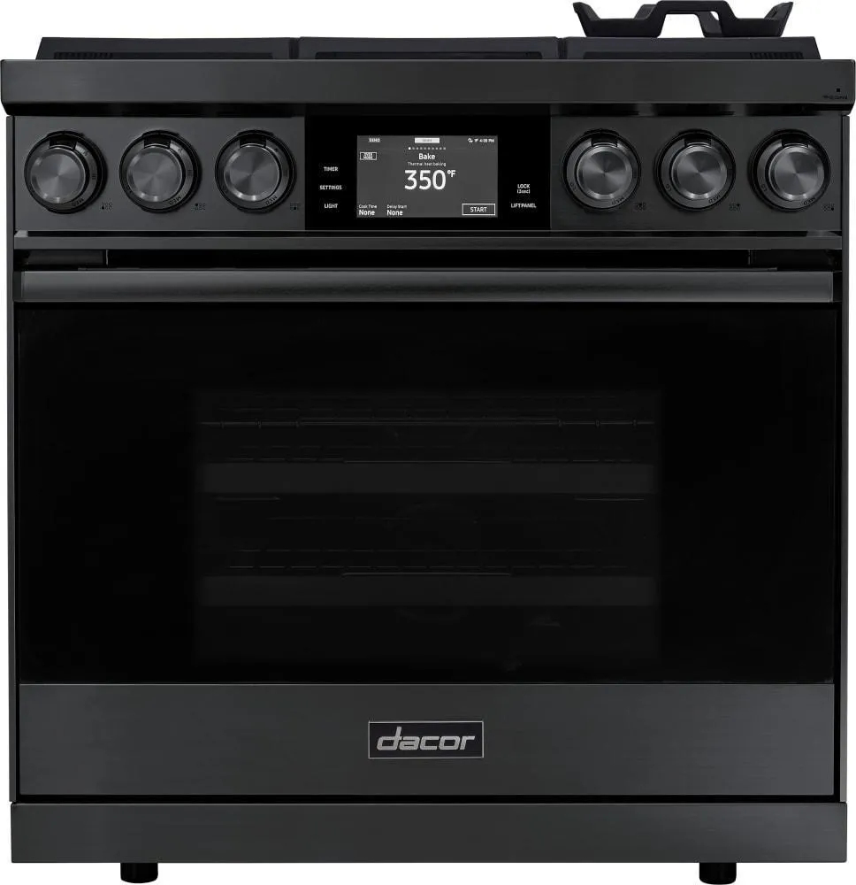 Dacor - 4.8 cu. ft  Dual Fuel Liquid Propane Range in Black Stainless - DOP36M86DPM