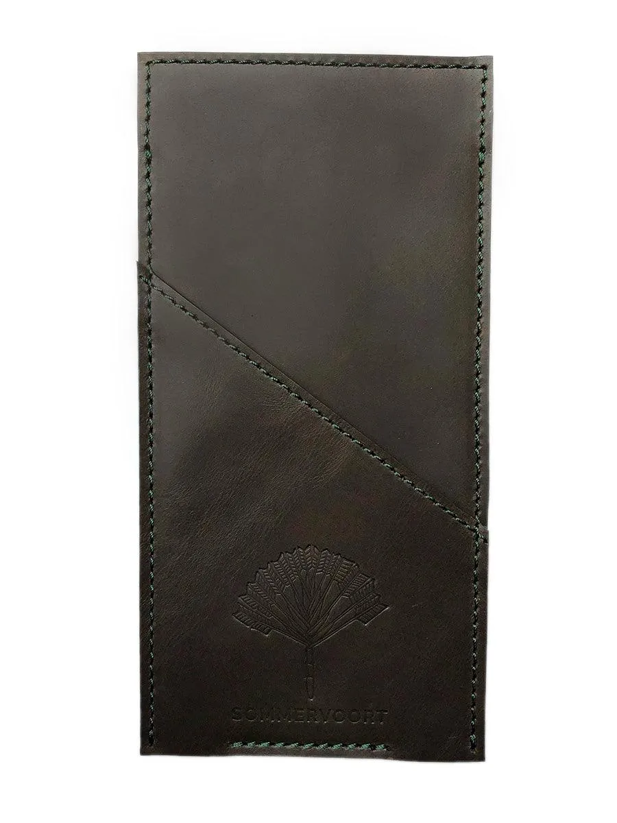 Dark Monstera Green pocket leather glasses case