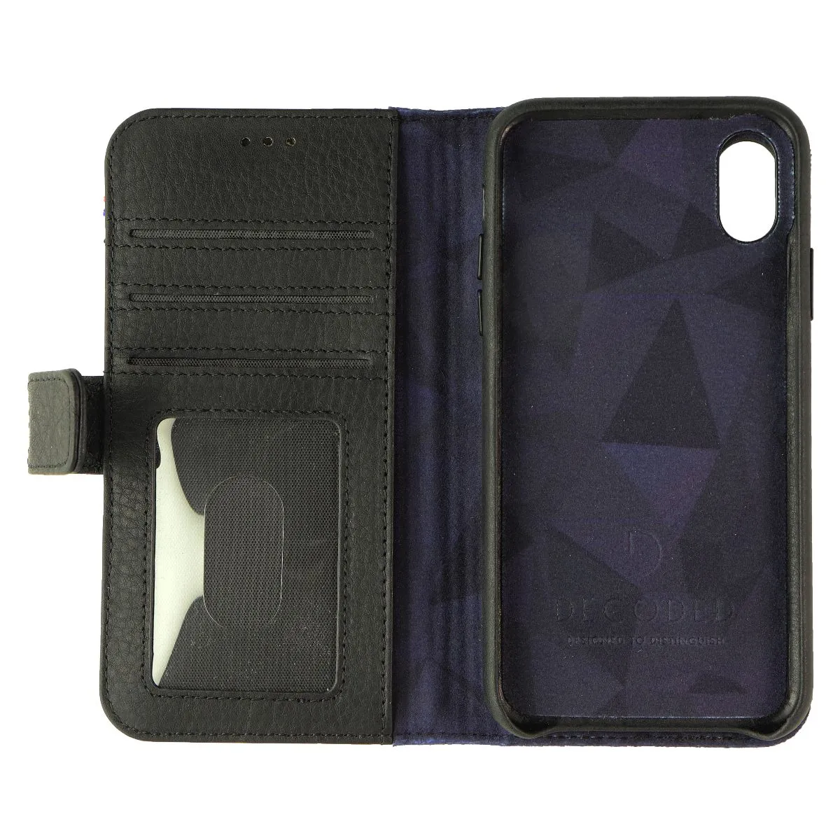 DECODED Full Grain Leather 2-in-1 Wallet for iPhone Xs/X - Rough Black