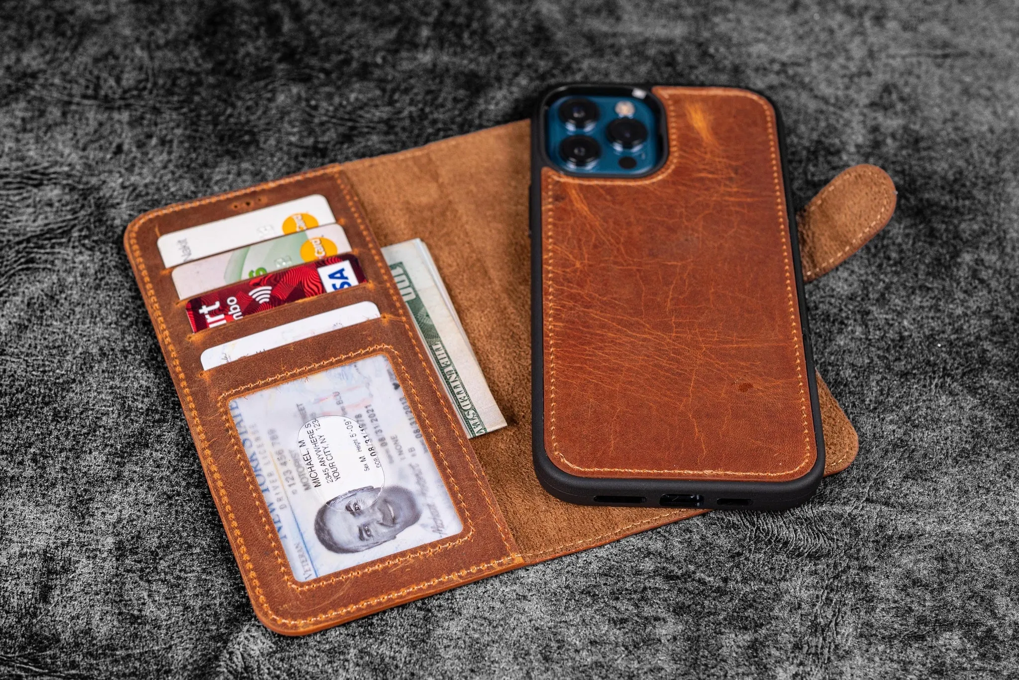 Detachable iPhone 12 Mini Leather Wallet Case