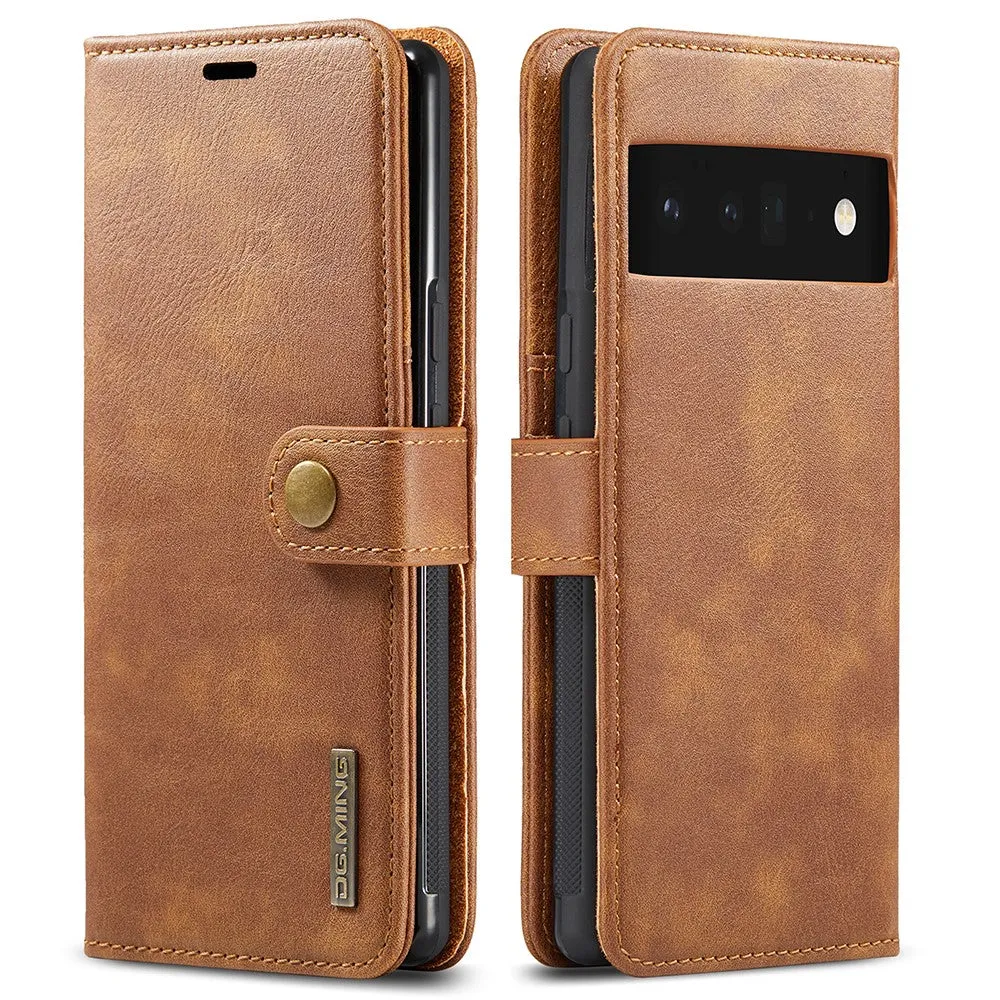 DG.MING Google Pixel 6 Pro 2-in-1 Wallet Case - Brown