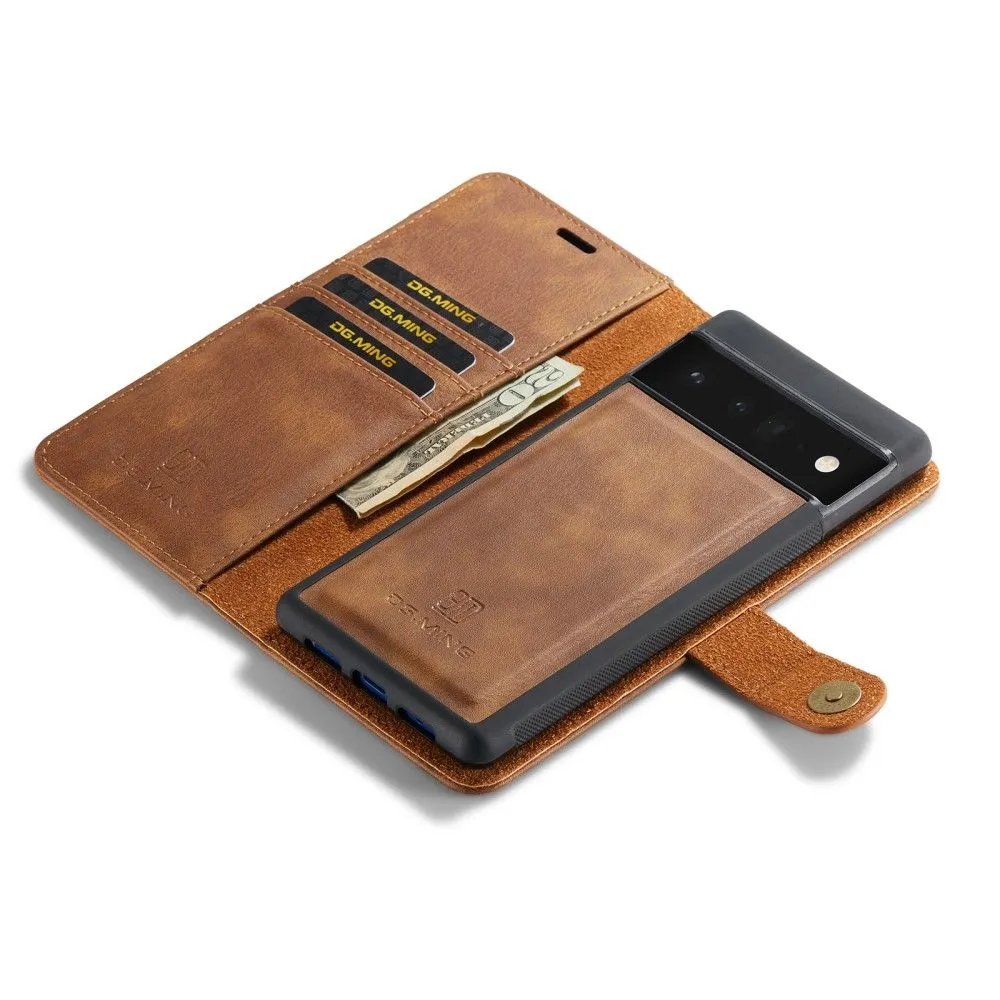 DG.MING Google Pixel 6 Pro 2-in-1 Wallet Case - Brown