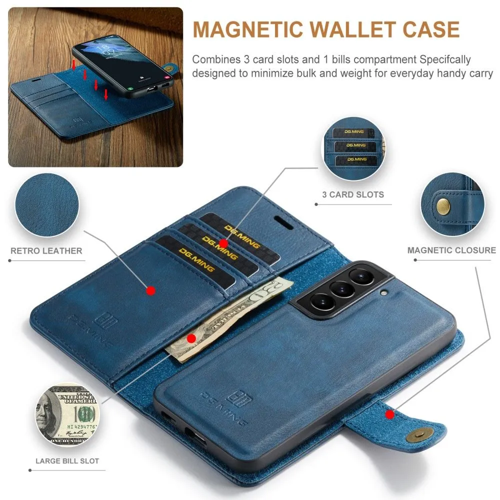 DG.MING Samsung Galaxy S22 2-in-1 Wallet Case - Blue