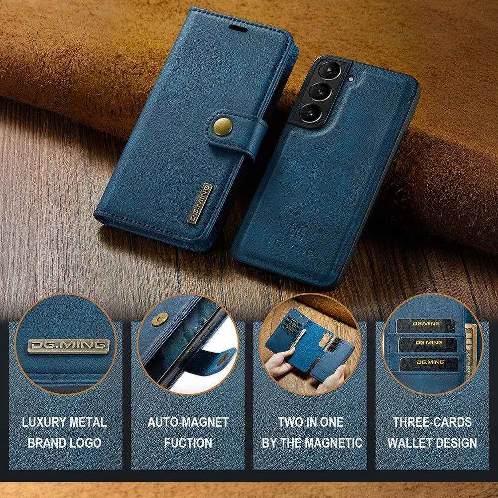 DG.MING Samsung Galaxy S22 2-in-1 Wallet Case - Blue