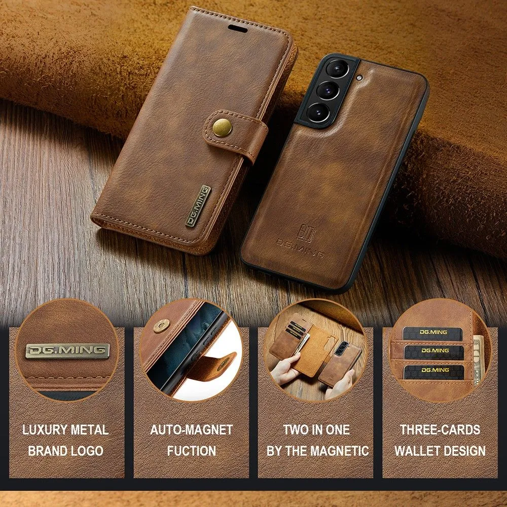 DG.MING Samsung Galaxy S22 2-in-1 Wallet Case - Brown