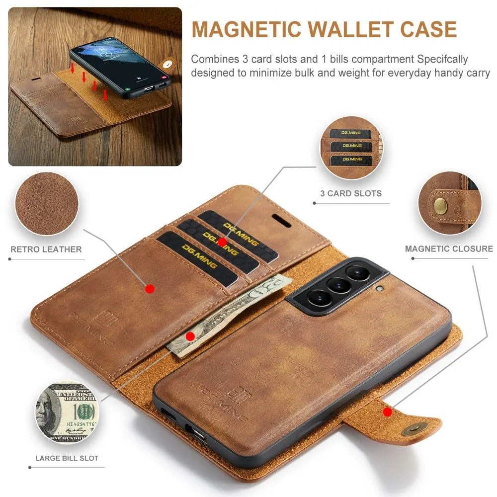 DG.MING Samsung Galaxy S22 2-in-1 Wallet Case - Brown