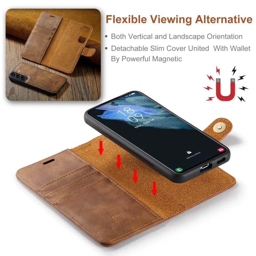 DG.MING Samsung Galaxy S22 2-in-1 Wallet Case - Brown