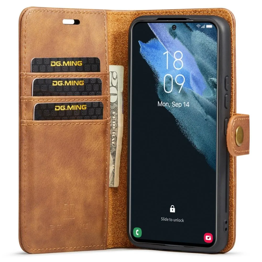 DG.MING Samsung Galaxy S22 Plus 2-in-1 Wallet Case - Brown