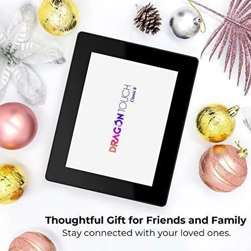 Dragon Touch Digital Picture Frame, 8-Inch Wi-Fi Digital Photo Frame with IPS Touch Screen HD Display, 16GB Storage, Share Photos via App, Email, Cloud, Support USB Drive/SD Card - Classic 8