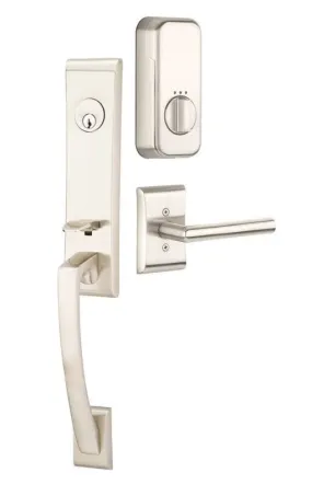 Emtek Single Cylinder Apollo Handleset EMPowered Motorized Smart Lock Upgrade With Select R-Bar Faceted Lever