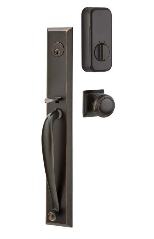 Emtek Single Cylinder Jefferson Handleset EMPowered Motorized Smart Lock Upgrade With Myles Lever