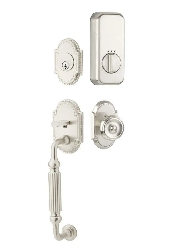 Emtek Single Cylinder Knoxville Handleset EMPowered Motorized Smart Lock Upgrade With Select Conical Knurled Knob