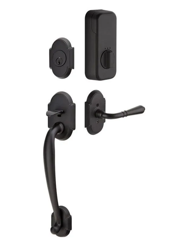 Emtek Single Cylinder Nashville Handleset EMPowered Motorized Smart Lock Upgrade With Select L-Square Knurled Lever