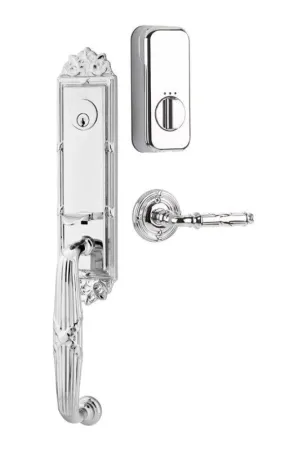 Emtek Single Cylinder Ribbon & Reed Handleset EMPowered Motorized Smart Lock Upgrade With Square Knob