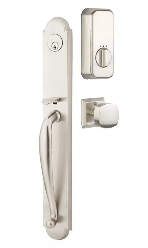 Emtek Single Cylinder Wilmington Handleset EMPowered Motorized Smart Lock Upgrade With Elan Lever