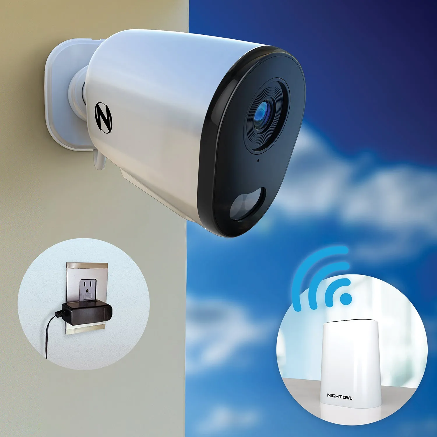 Expandable Wi-Fi Security Hub with 64GB microSD Card and 3 Plug-In Wireless 2K Deterrence Cameras