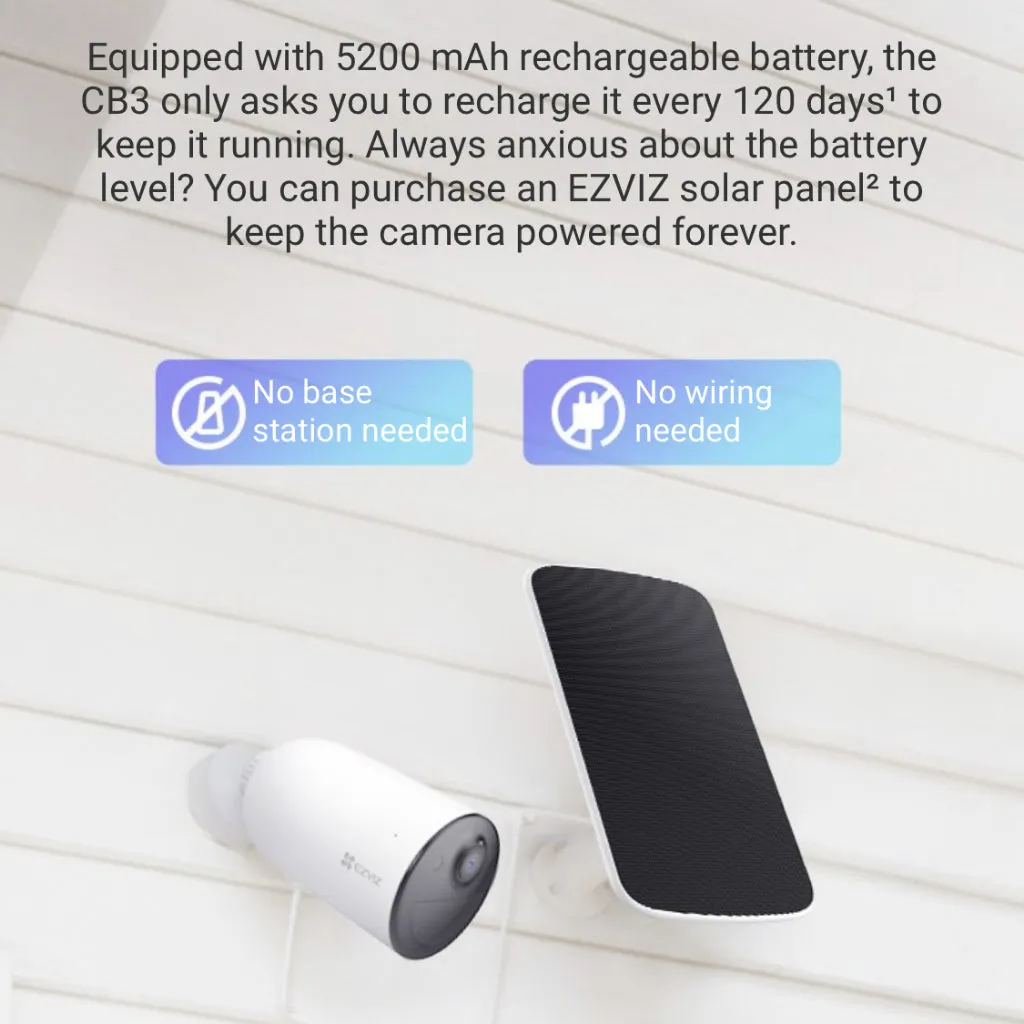 Ezviz CB3 1080P Standalone Smart Home Battery IP Camera CCTV | Human Motion Detection Color Night Vision | Replacement by Ezviz C3A