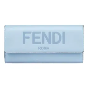 Fendi Roma Light Blue Smooth Calf Leather Continental Flap Wallet