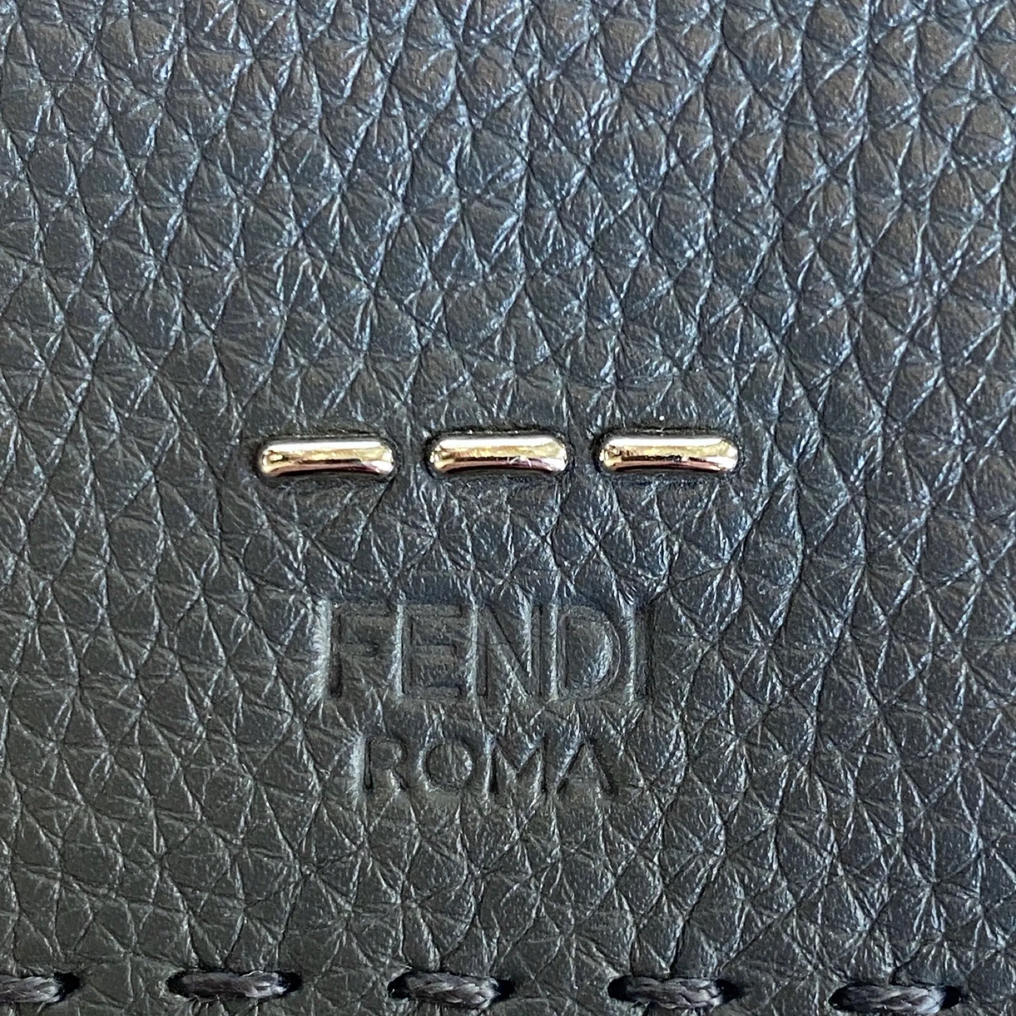 Fendi Selleria Gray Calf Leather Vertical Bifold Wallet