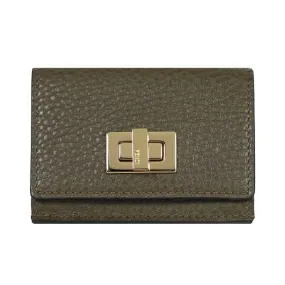 Fendi Selleria Leather Avocado Green Micro Trifold Wallet