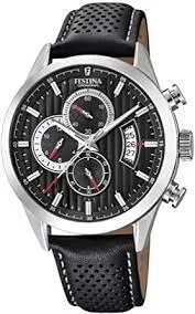 Festina Chrono Sport Leather Chronograph Mens Watch I Model F20271/6 Quartz Movement