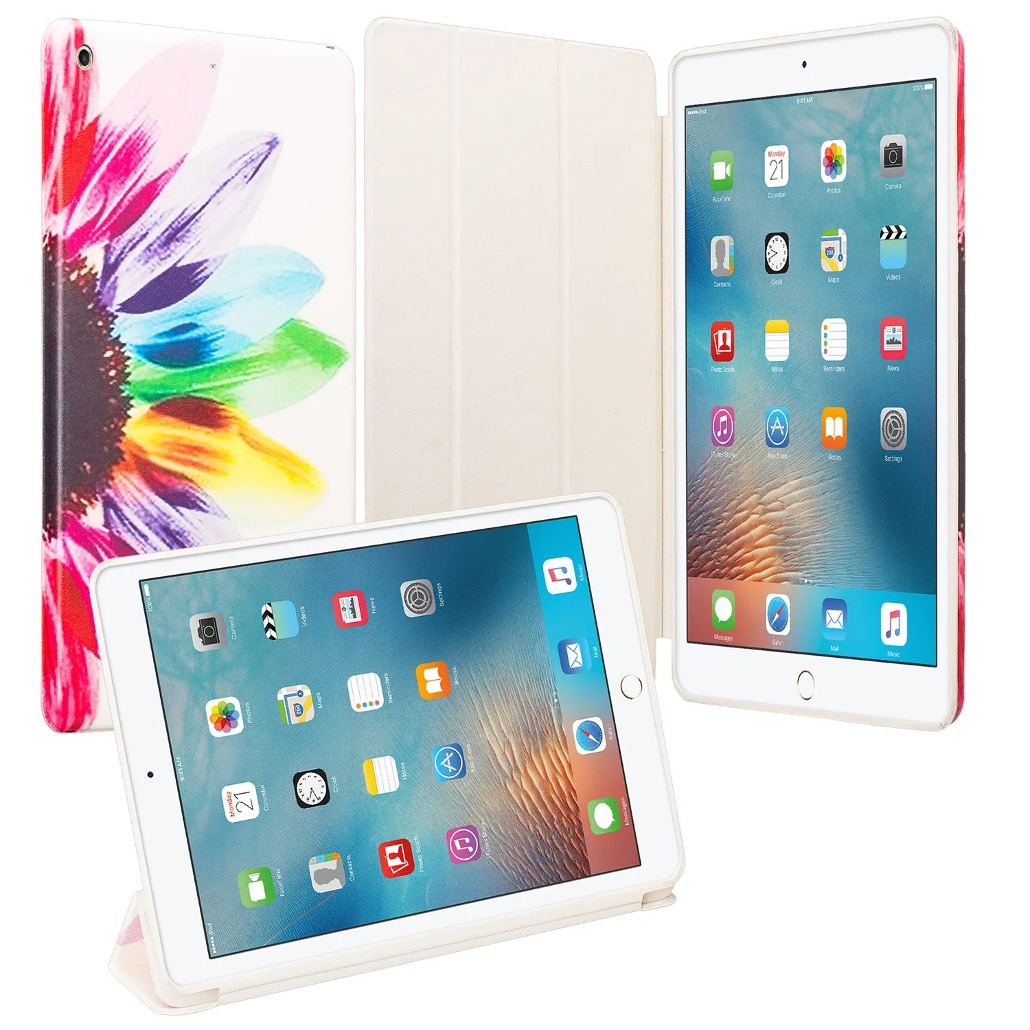 For Apple iPad 9.7 Inch 2017 - Premium PU Leather Folio Smart Cover w/Auto Sleep/Wake for iPad 9.7 In 2017 Release - Vivid Sunflower