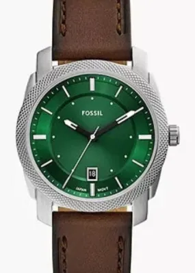 FOSSIL MACHINE GREEN DIAL BROWN LEATHER BAND FS6085