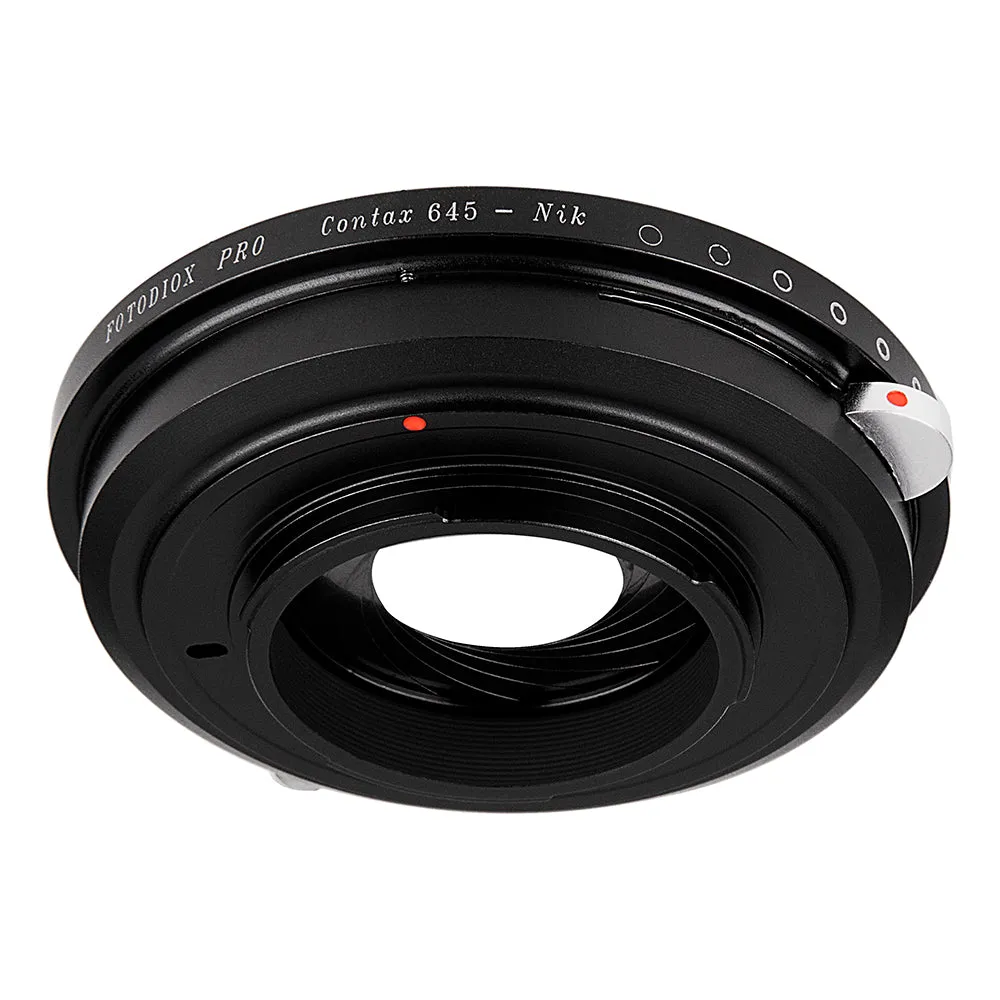 Fotodiox Pro Lens Mount Adapter - Contax 645 (C645) Mount Lenses to Nikon F Mount SLR Camera Body with Built-In Aperture Iris