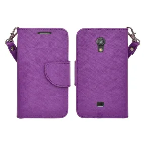 Galaxy Light Case, Wrist Strap Flip Folio [Kickstand Feature] Pu Leather Wallet Case with ID & Credit Card Slots - Purple