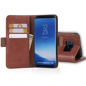 Galaxy S8 Plus Wallet Case Brown Luxury Leather Protective Case