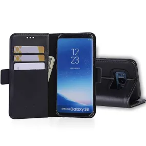 Galaxy S8 Wallet Case Black Luxury Leather Protective Case