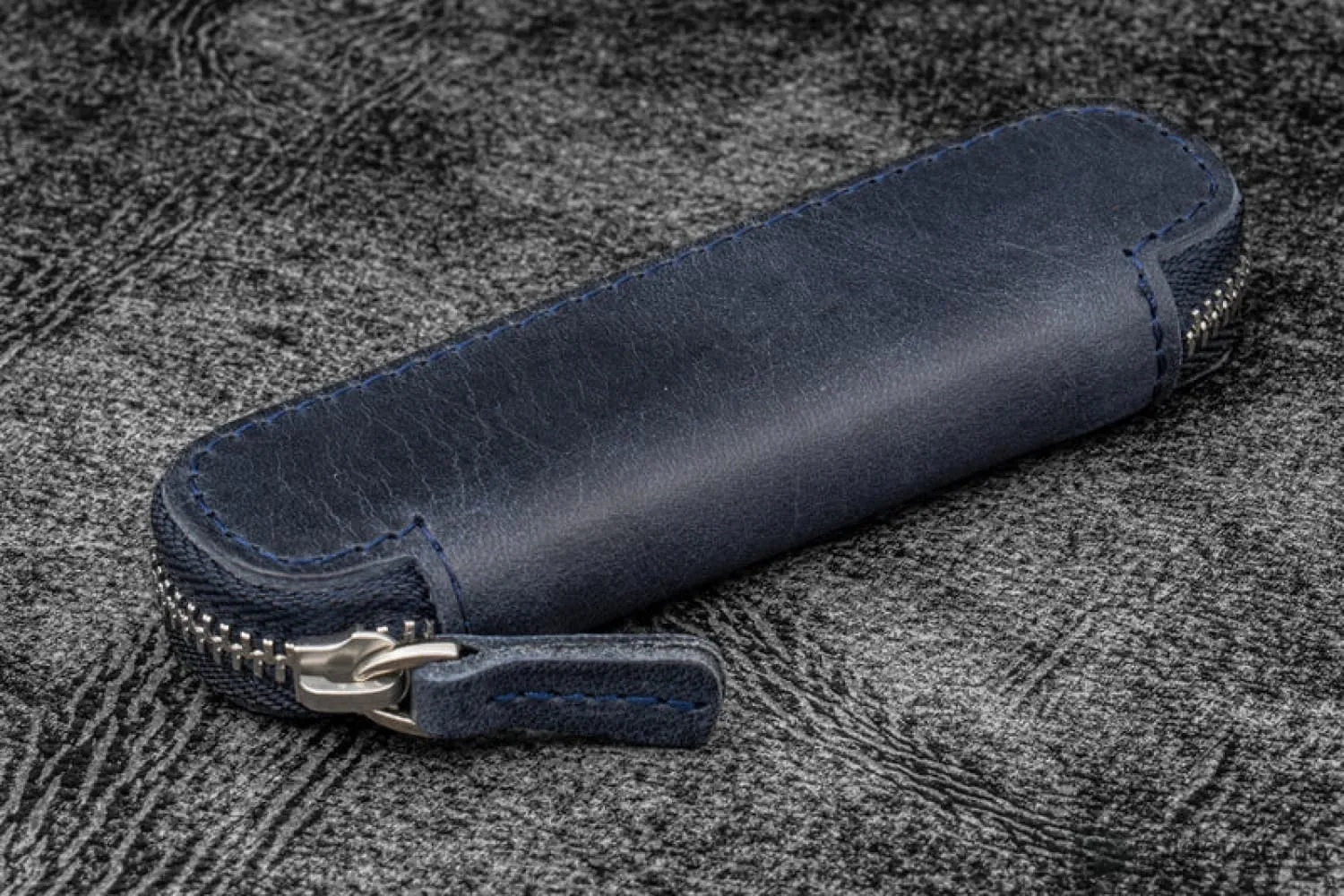 Galen Leather 1 Pen Case for Kaweco - Pocket Pen in Crazy Horse Navy Blue