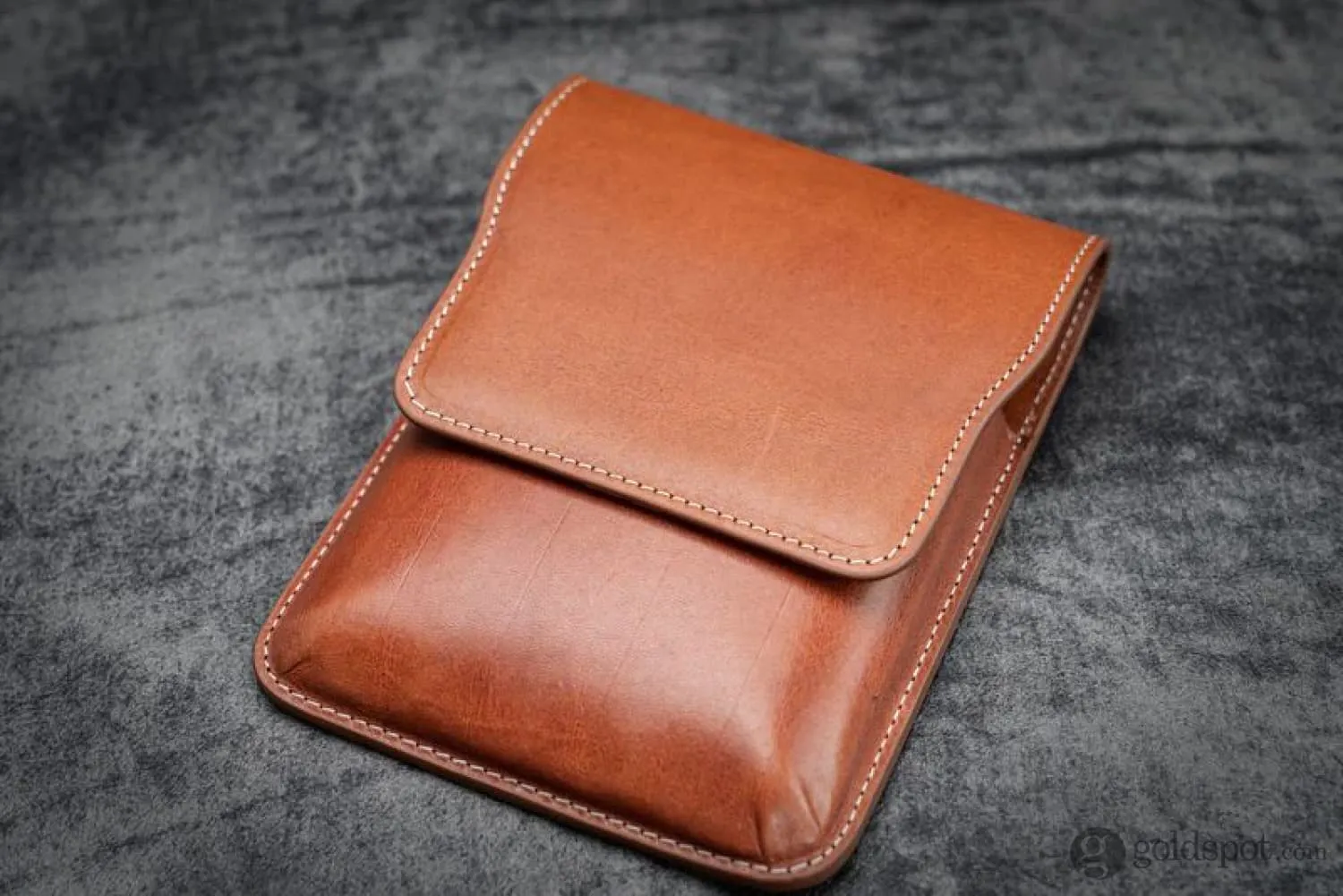 Galen Leather Five Slot Flap Pen Case in Brown