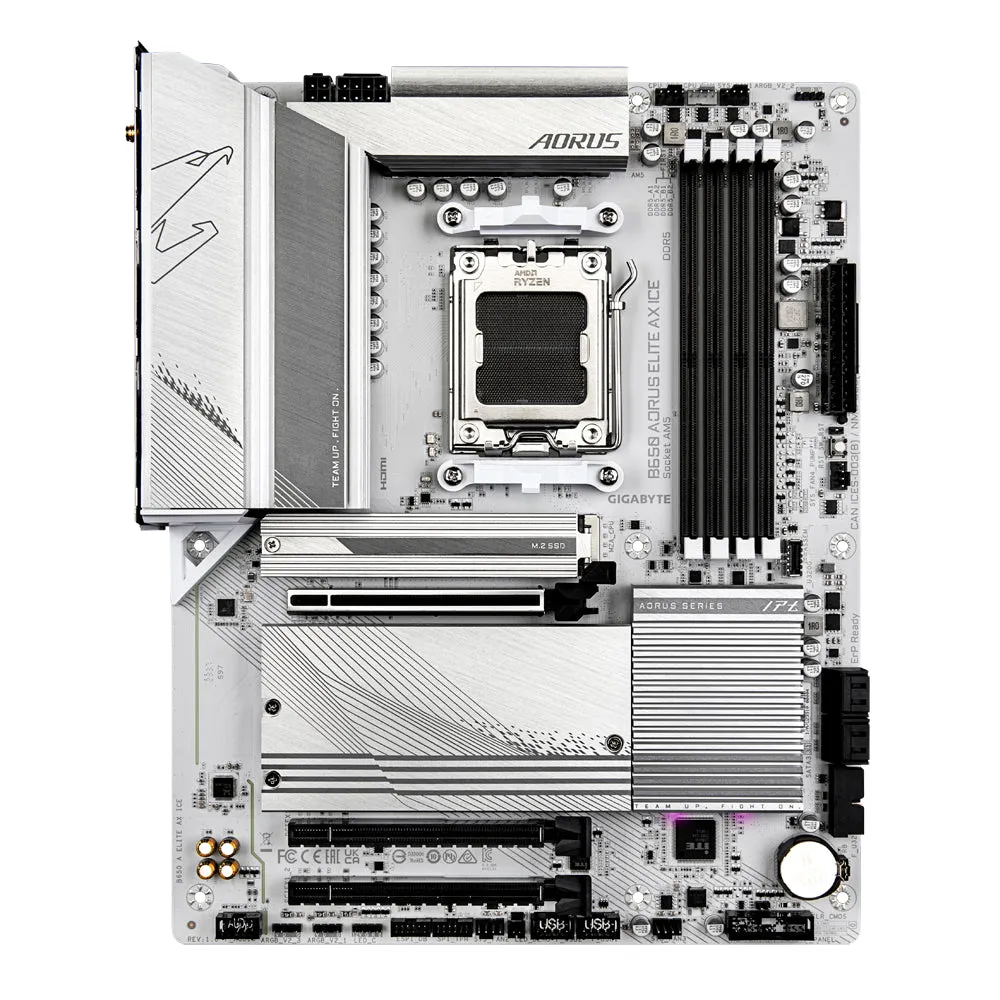 Gigabyte B650 Aorus Elite Ax Ice Motherboard - Supports Amd Ryzen 8000 Cpus, 12 2 2 Phases Digital Vrm, Up To 8000Mhz Dd