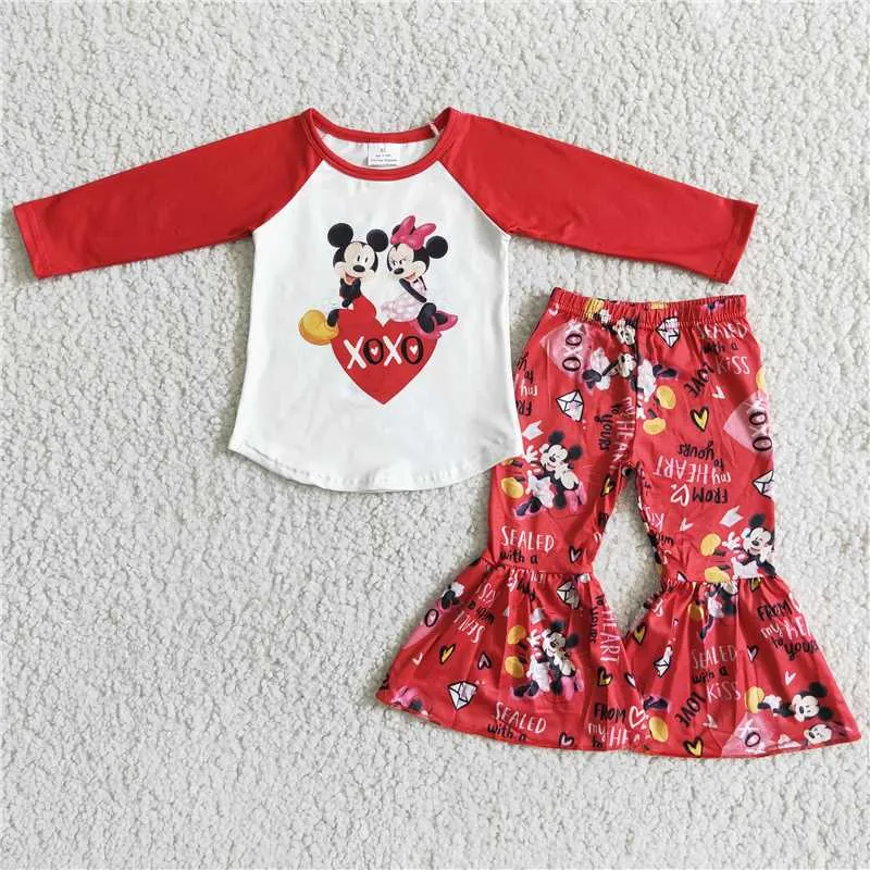 girls spring autumn cartoon tops bottoms outfit 6 B13-28