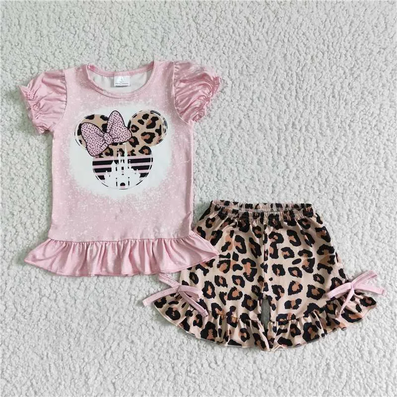 girls t-shirt leopard shorts set GSSO0062