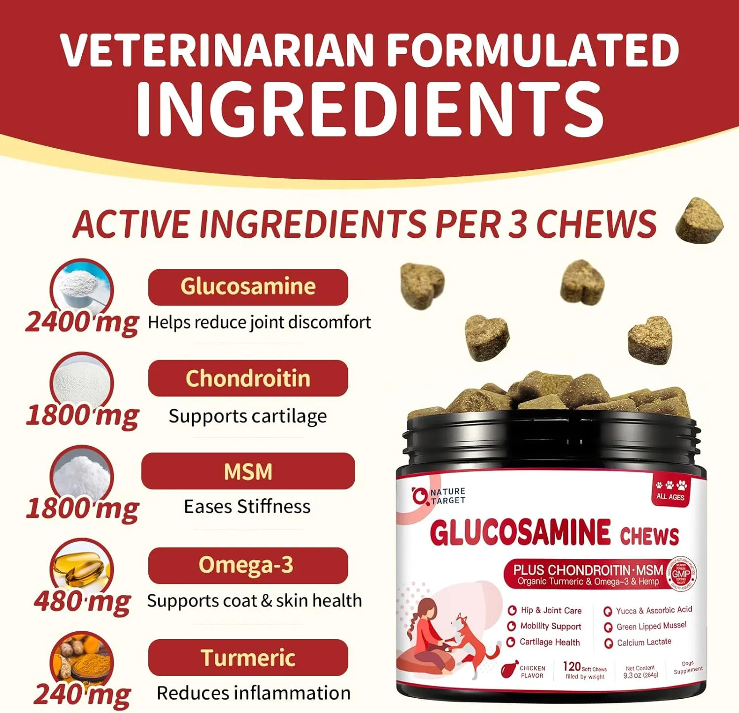 Glucosamine Chews Supplement for Dog & Cat, with Joint Health