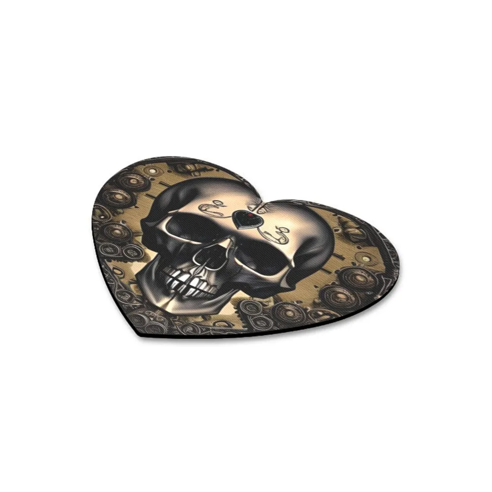 Gold Skull Heart Shaped Mousepad