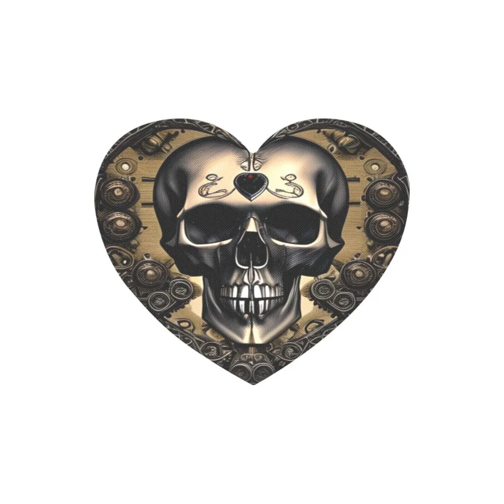 Gold Skull Heart Shaped Mousepad