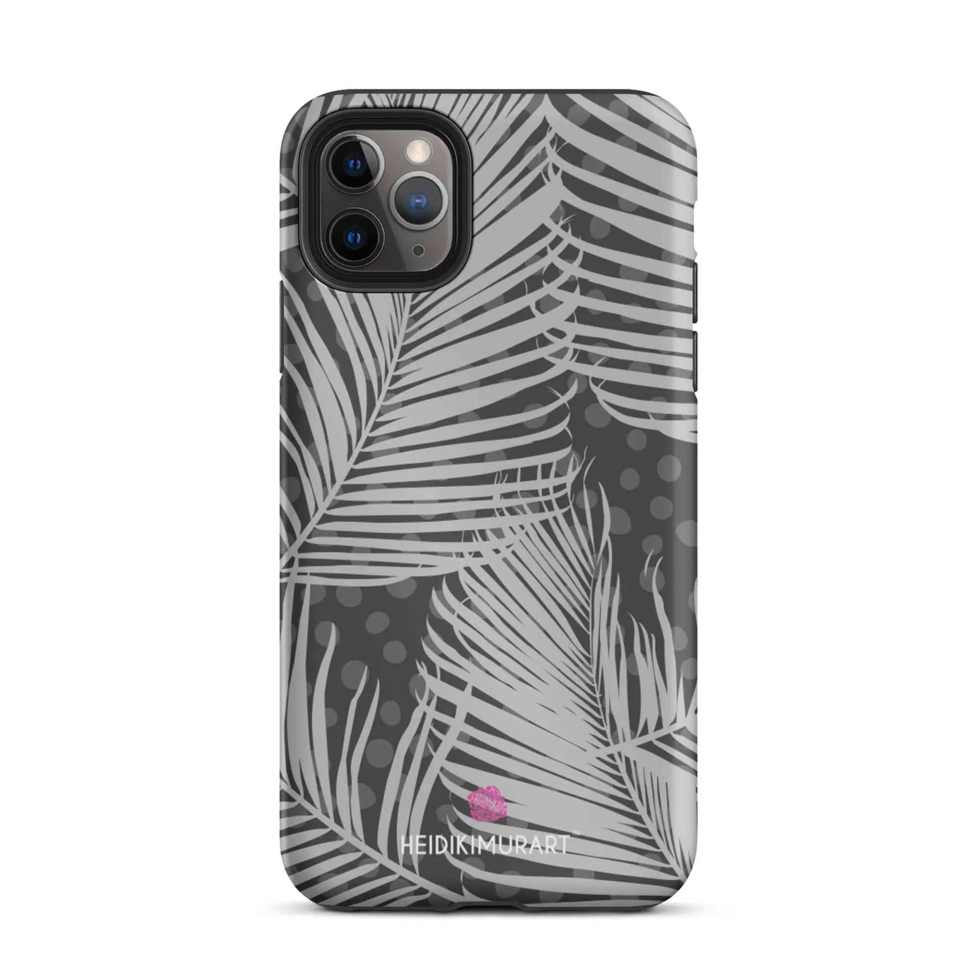 Grey Tropical Tough iPhone Case, Best Gray Tropical Print Hawaiian Style Unisex iPhone Case-Printed in USA/EU