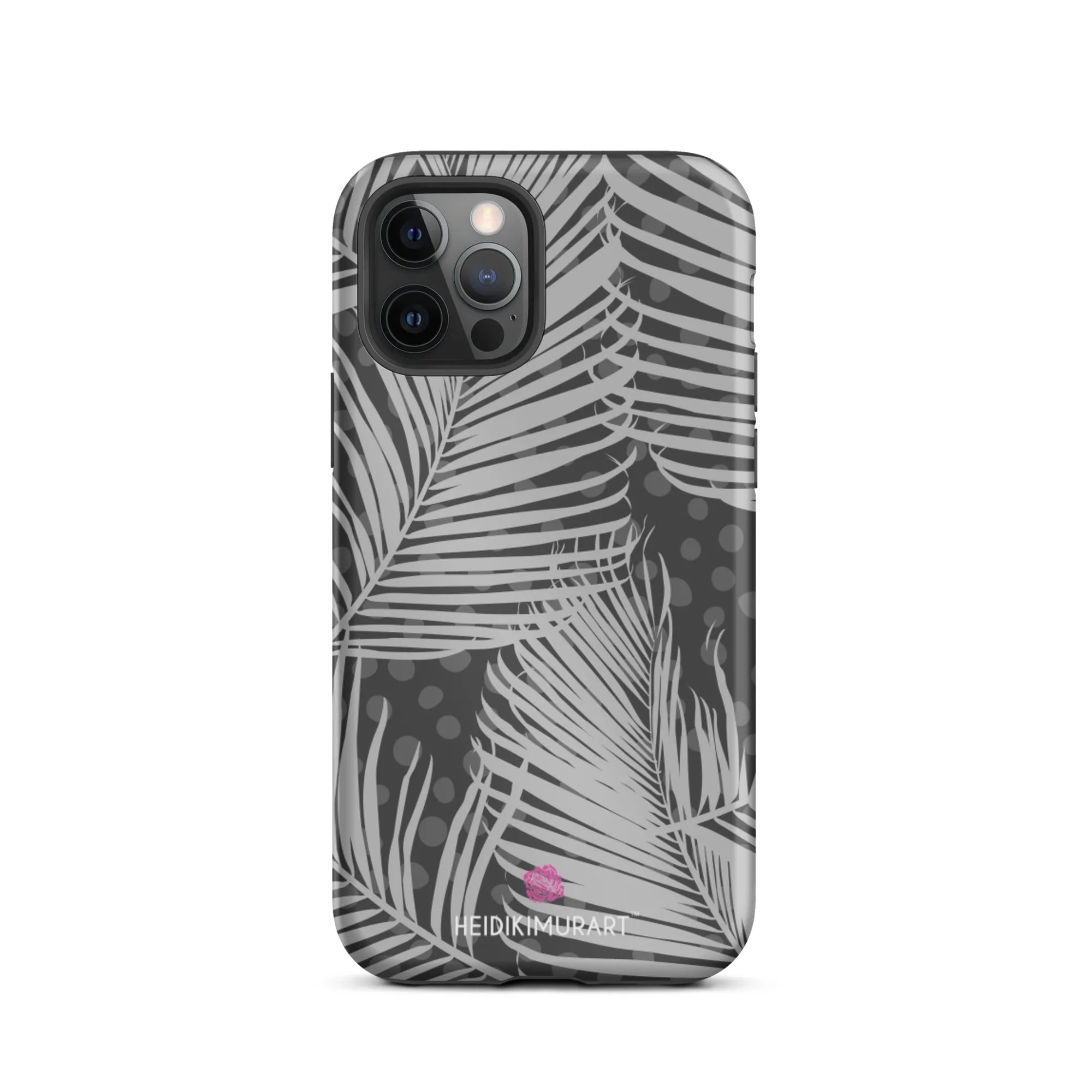 Grey Tropical Tough iPhone Case, Best Gray Tropical Print Hawaiian Style Unisex iPhone Case-Printed in USA/EU