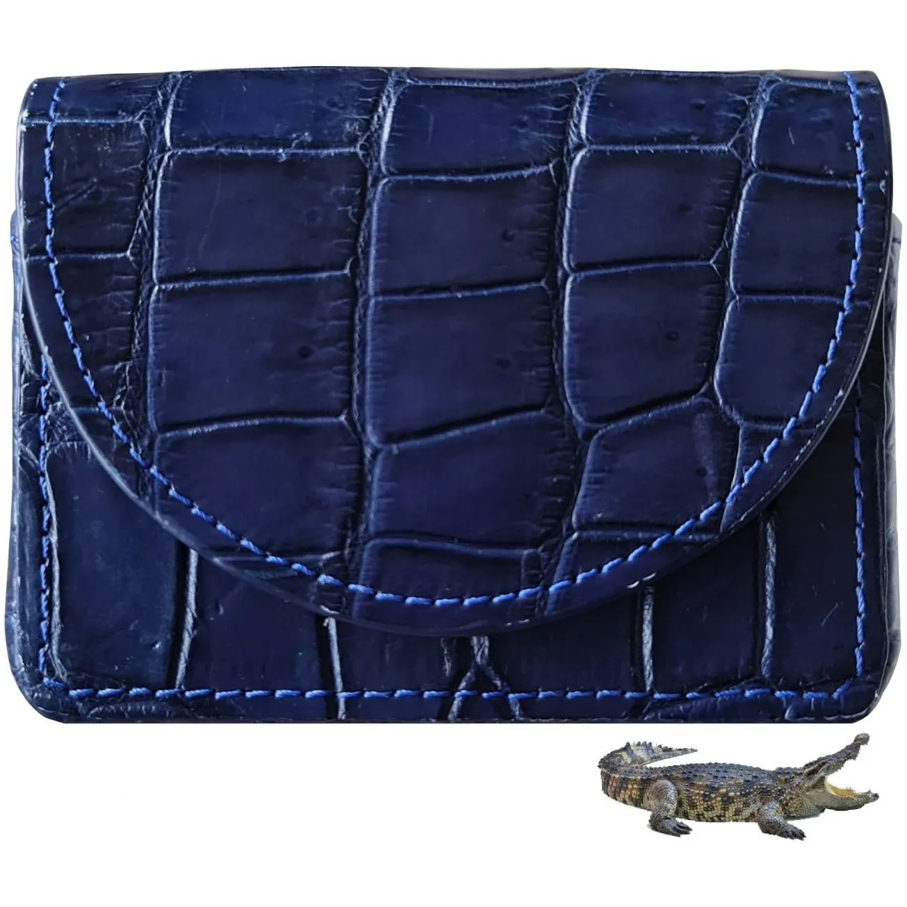 Hand-stitched Alligator Leather Business Card Holder| Crocodile Skin ID Credit Card Case