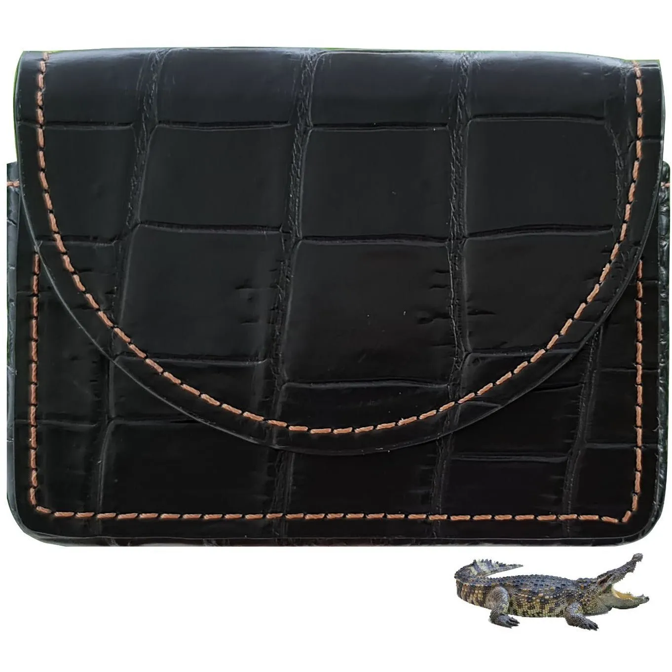 Hand-stitched Alligator Leather Business Card Holder| Crocodile Skin ID Credit Card Case