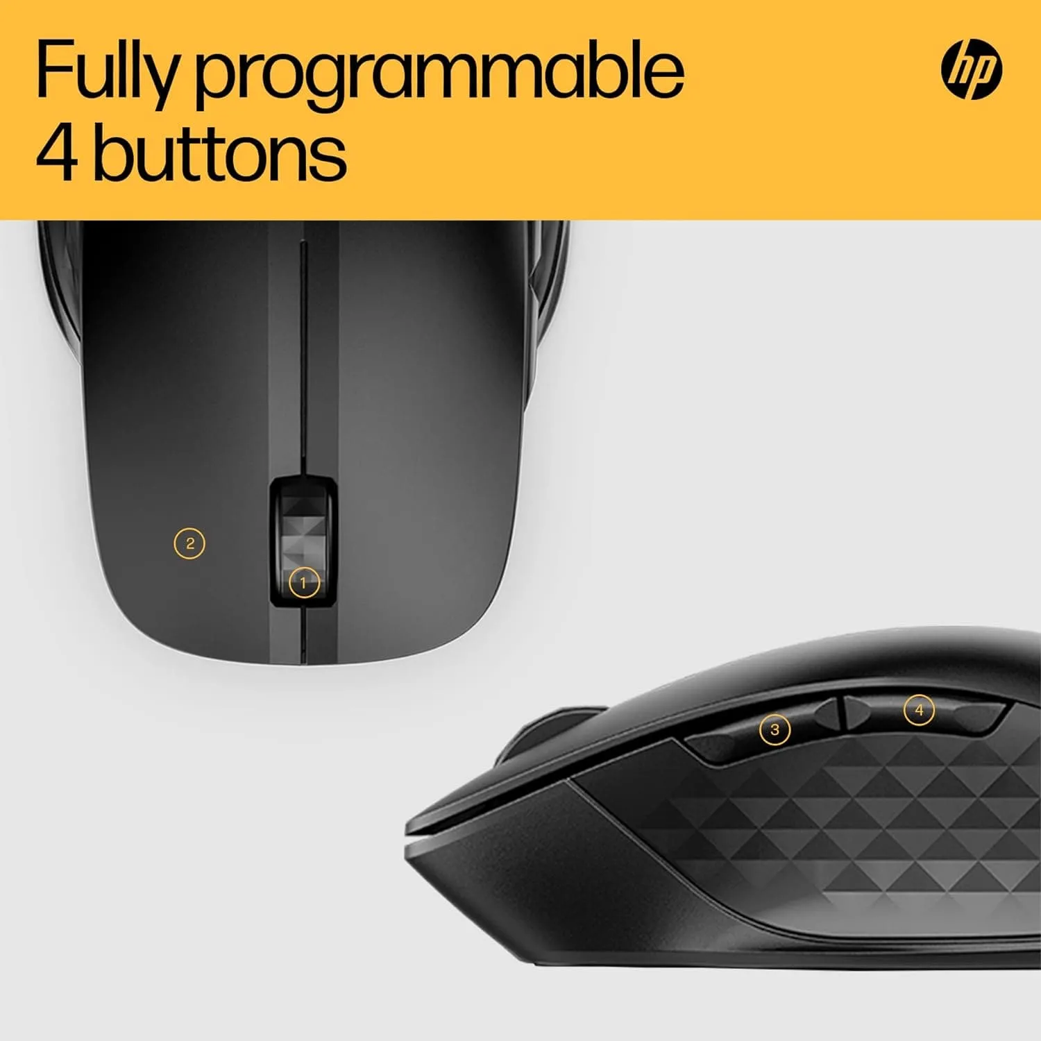 HP 430 wireless mouse | 2.4 GHz wireless connection & Bluetooth 5.2 | USB dongle | 4,000 dpi | 4 buttons | for up to 2 devices | black | incl. 1 x AA Battery