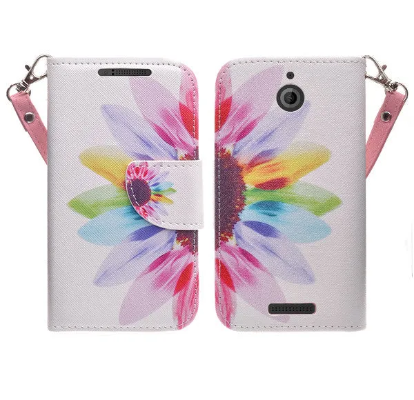 HTC Desire 510 Case, Wallet Case, Wrist Strap [Kickstand] Pu Leather Wallet Case with ID & Credit Card Slots - Sun Flower