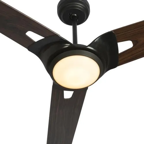 Innovator Black/Dark Wood Pattern/Wood 3 Blade Smart Ceiling Fan with Dimmable LED Light Kit Works with Remote Control, Wi-Fi apps and Voice control via Google Assistant/Alexa/Siri